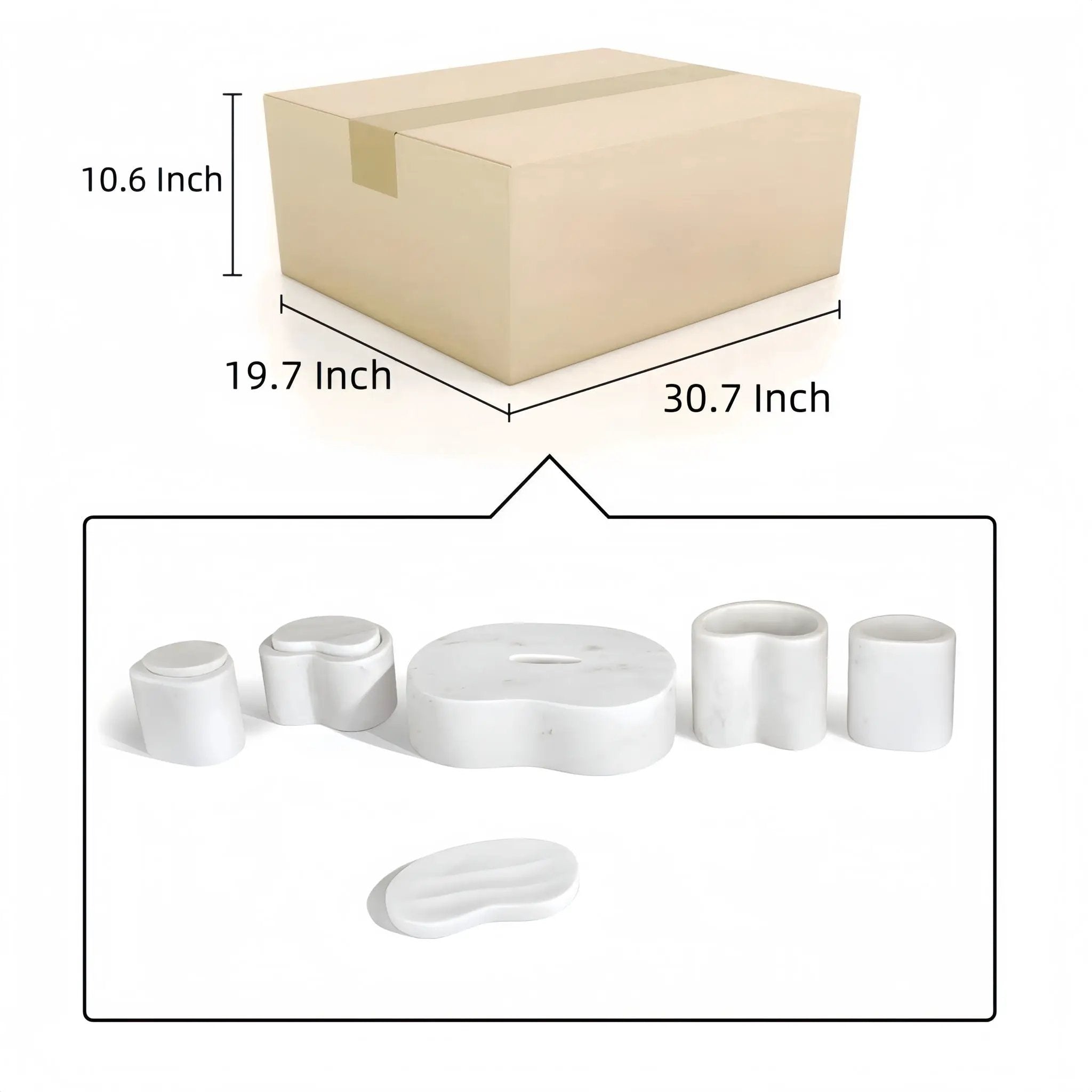 Elegant Natural Marble Bathroom Accessories Set by HouseOfZazla