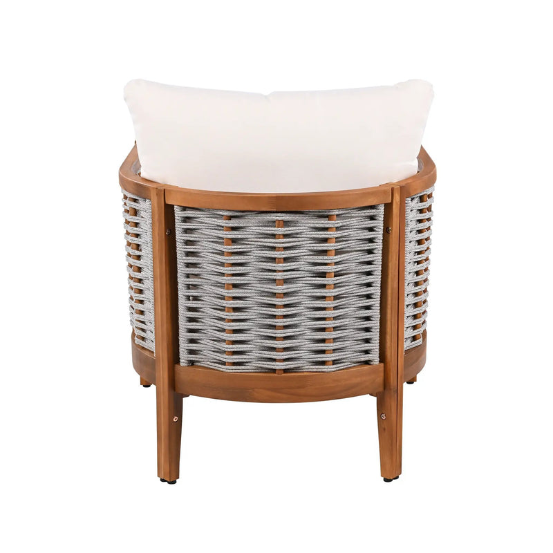 2 Pieces Outdoor Unique Tub Design Armchair with Woven Rope by HouseOfZazla