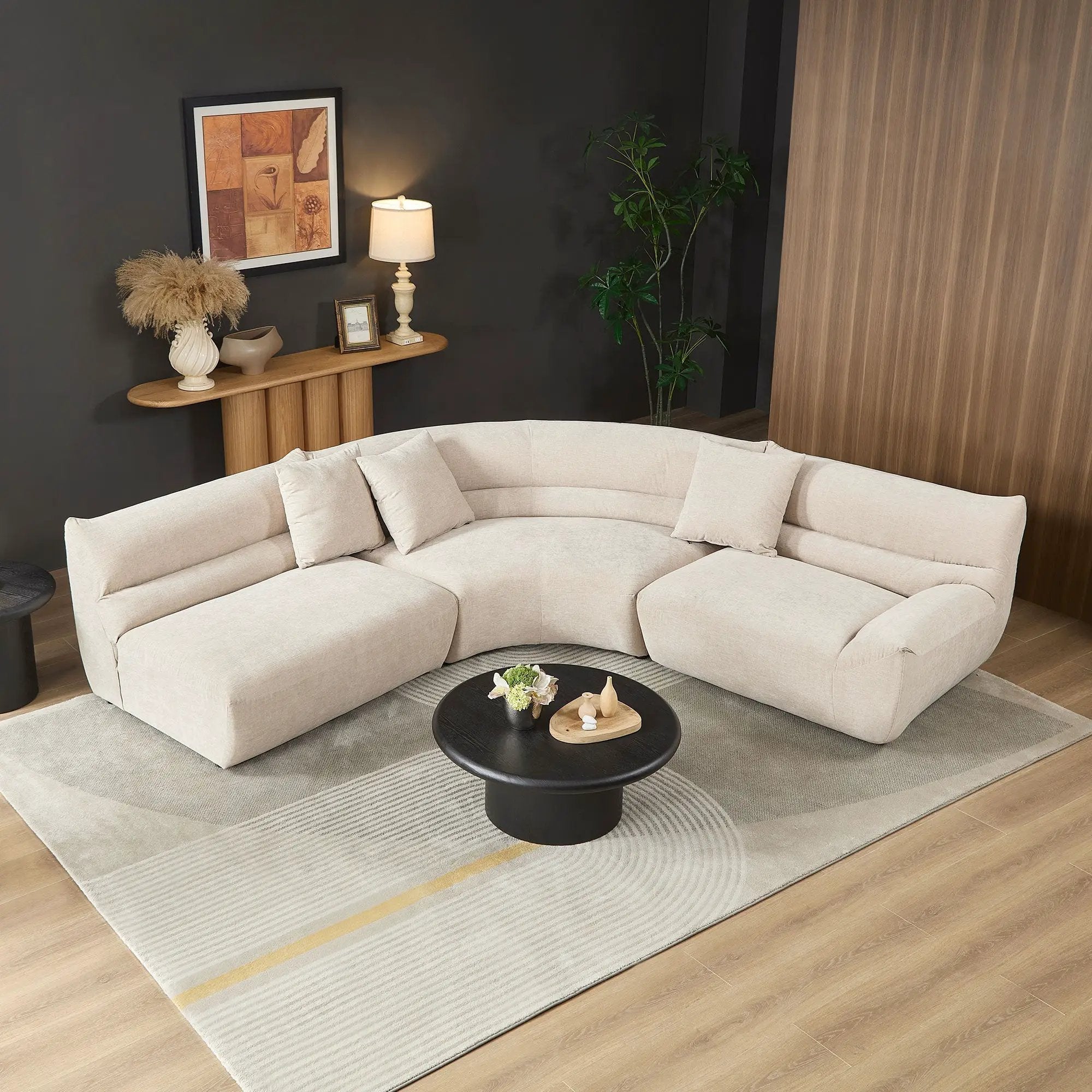 Modular Curved Sectional Sofa, 3-Piece Free-Form Configuration by HouseOfZazla