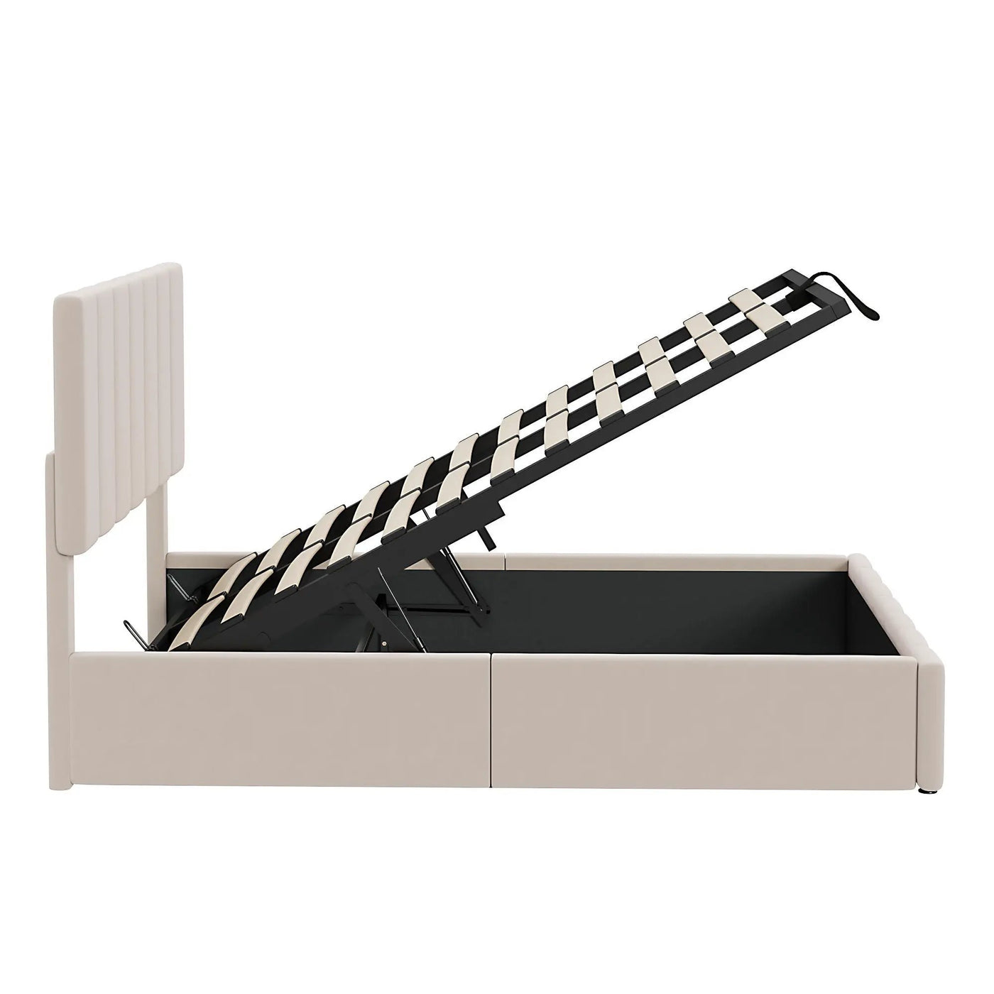 Elegant Upholstered Platform Bed With Hydraulic Storage System by Unique Piece Furniture