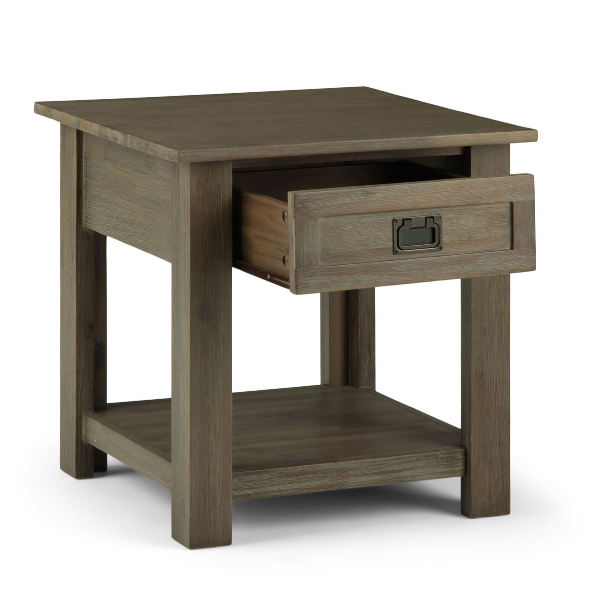 Handcrafted Monroe Side Table with Solid Acacia Hardwood - Dark Brown, Gray, Light Brown, photo 30 of 40