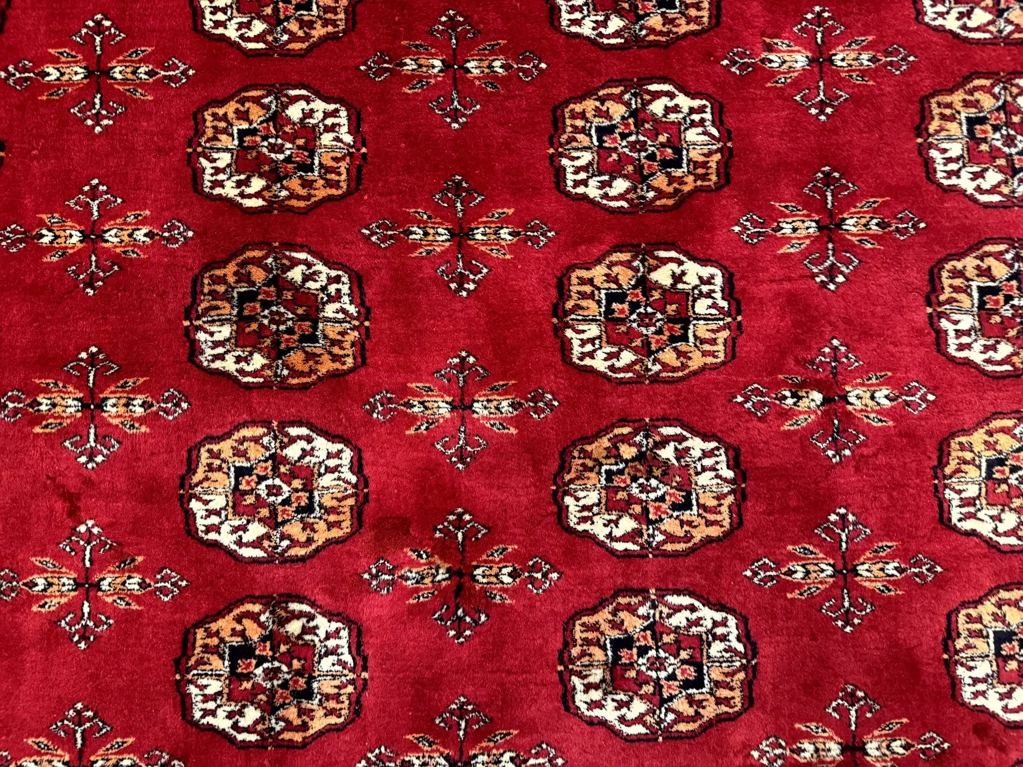 Red Turkoman Bokhara Rug 8x11, Pakistani Turkmen Carpet, Vintage Traditional Area Rug by Jewel Rugs