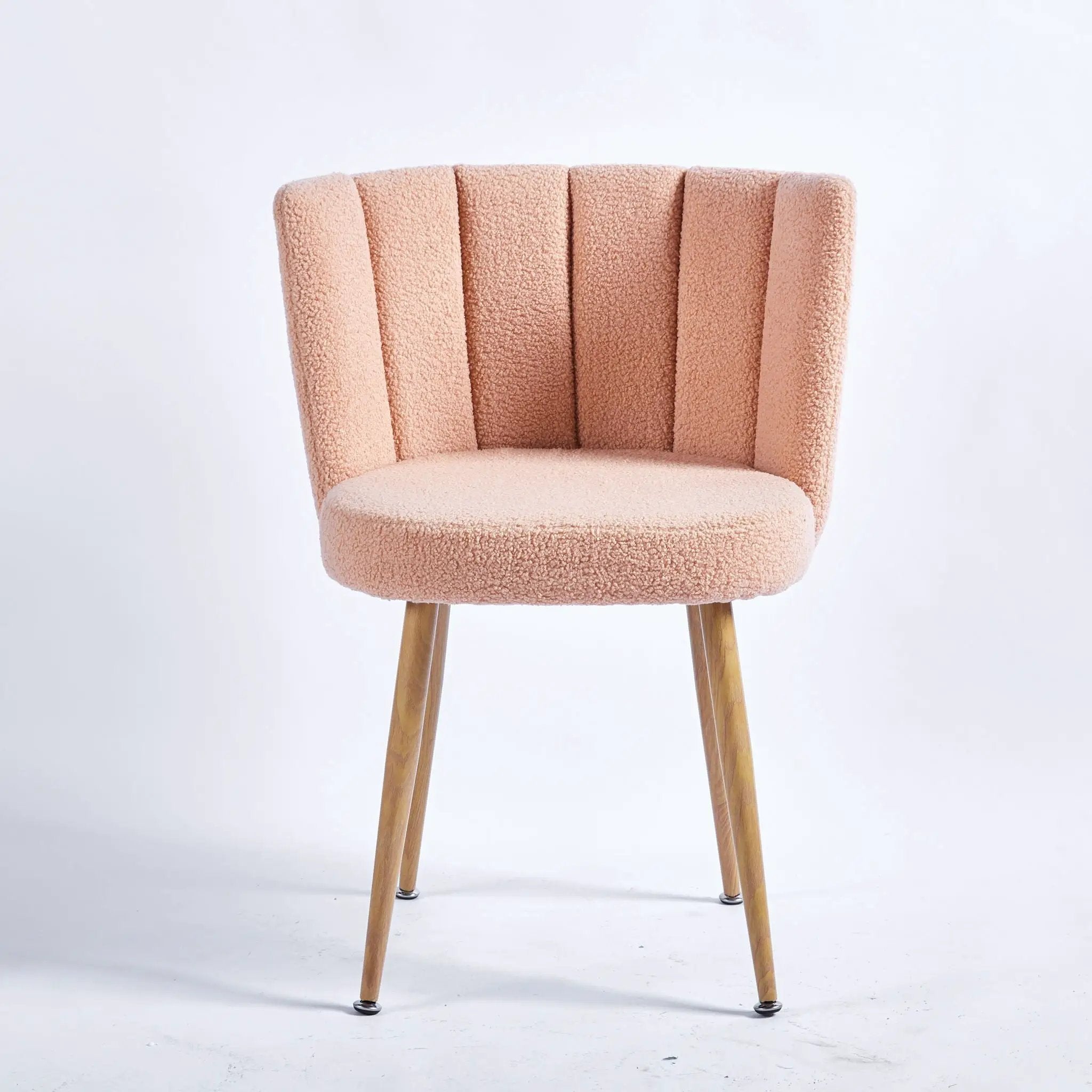 Modern Dining Chair (Set of 2) With Iron Tube Wood Color Legs, Shorthair Cushions And Comfortable Backrest, Suitable For Dining Room, Living Room, Cafe, Simple Structure by HouseOfZazla