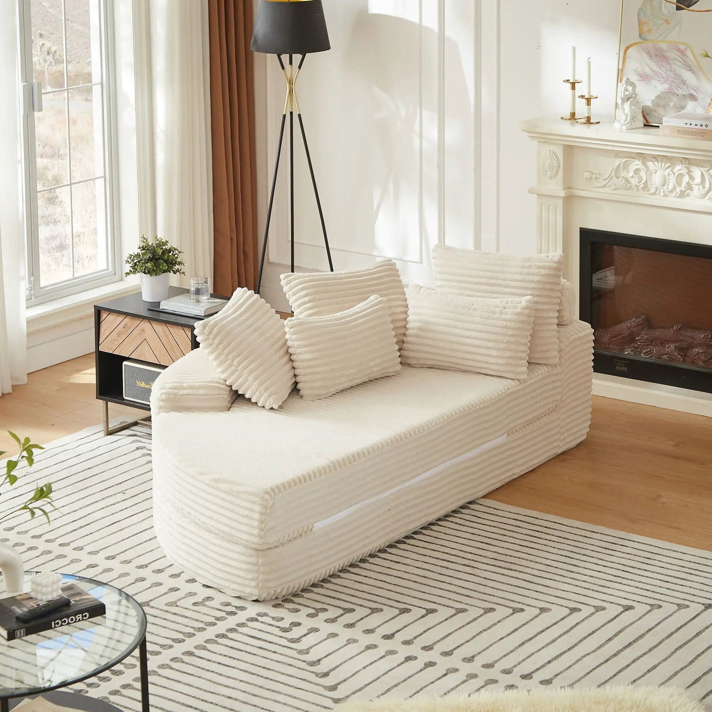 Semi Circular 2 In 1 Sofa Bed With Neck Pillow And Throw Pillows by HouseOfZazla