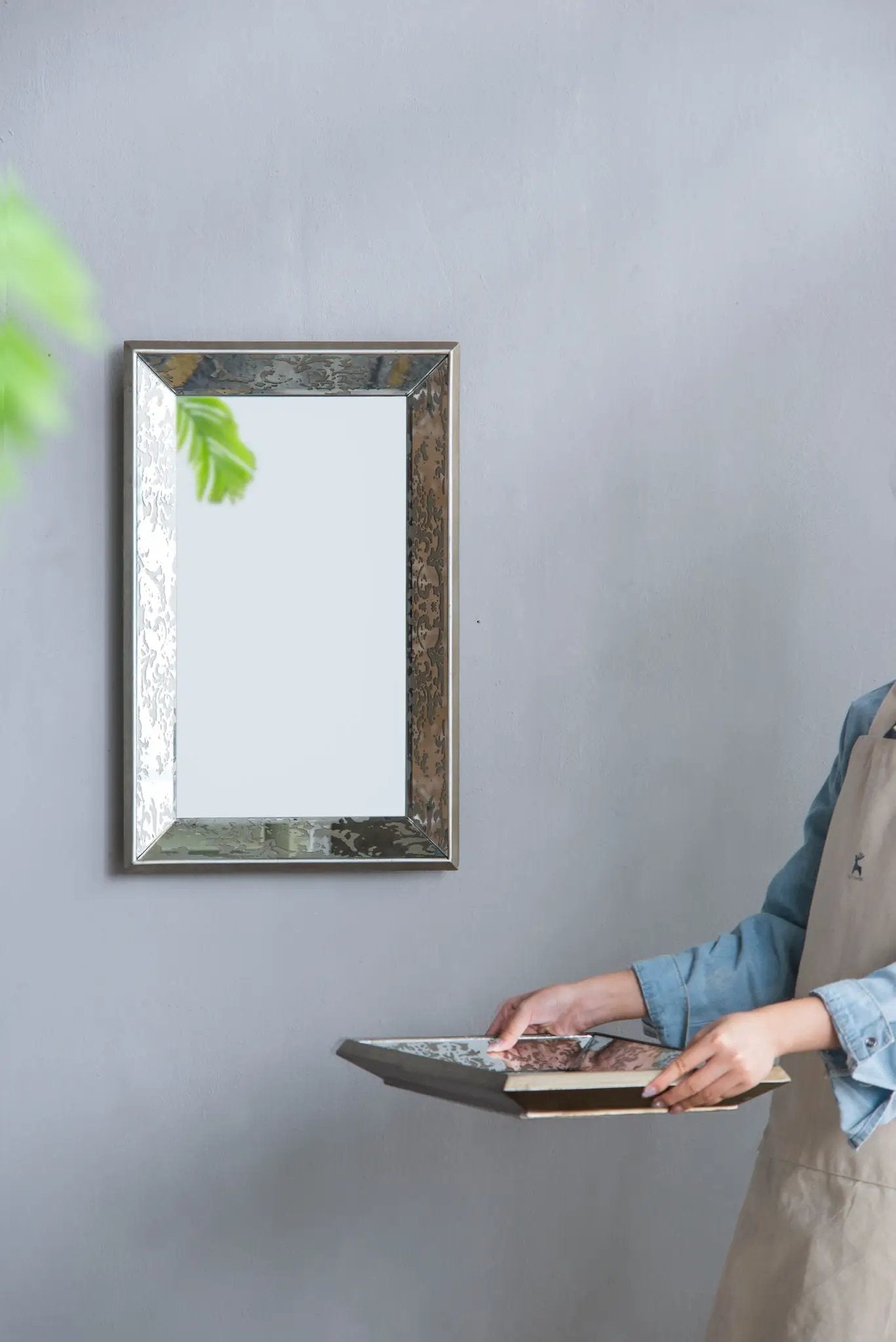 Antique Rectangle Mirror with Floral Accents by HouseOfZazla