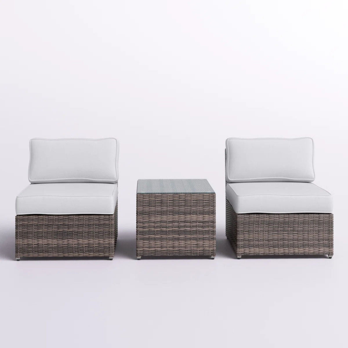 Modern Wicker Outdoor Seating Set with Cushions - Dark Brown or Dark Gray