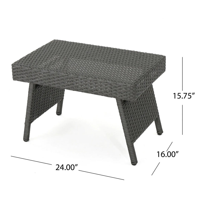 Outdoor Wicker Table With Rectangular Tabletop - Gray by HouseOfZazla
