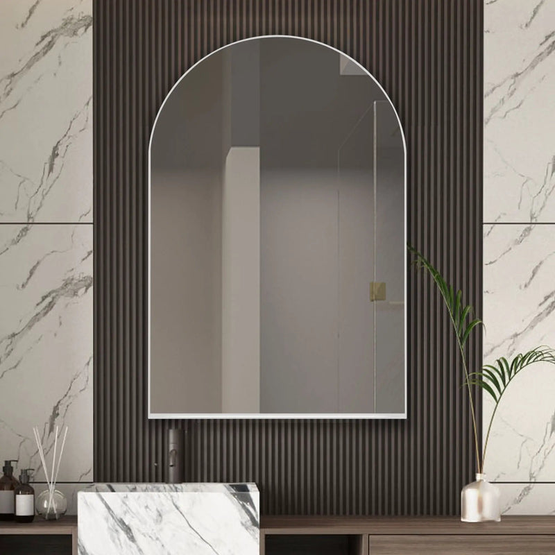 Arched Recessed Medicine Cabinet, Metal Framed Bathroom Wall Cabinet With Mirror And Adjustable Shelves, Wall Mirror With Storage For Bathroom by HouseOfZazla