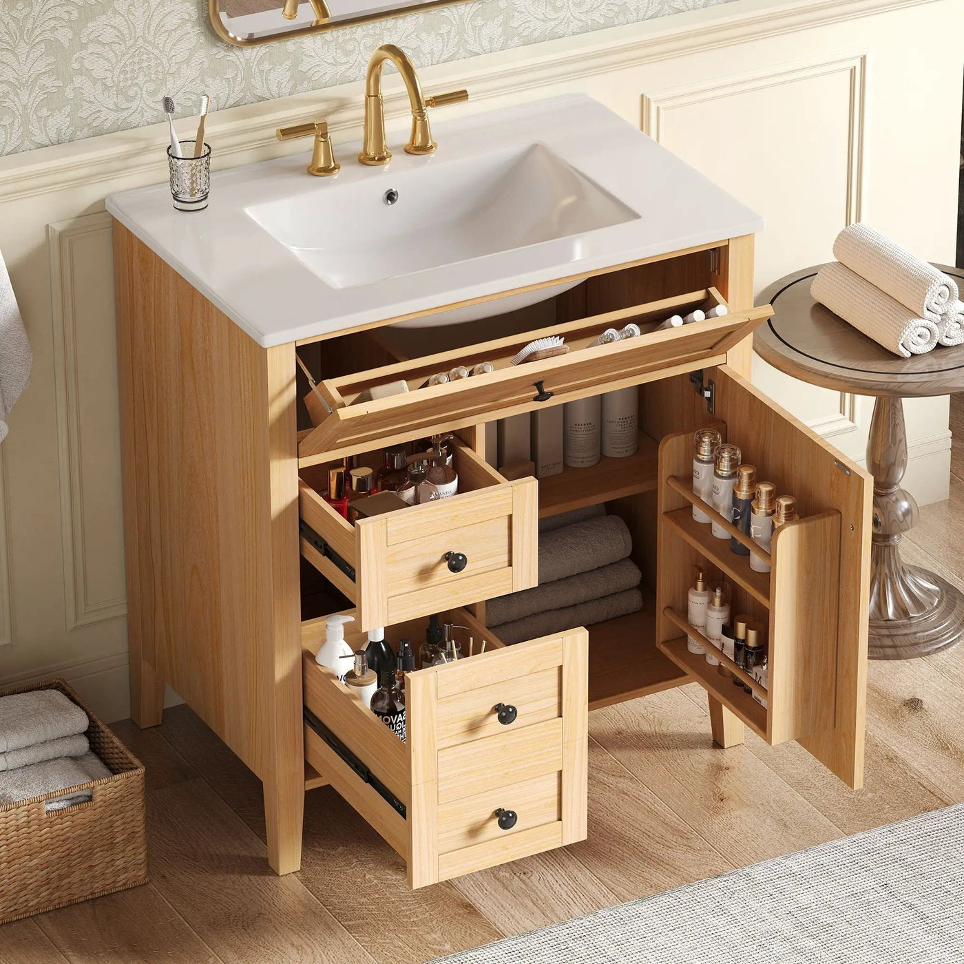 Bathroom Vanity With Sink, Soft Closing Cabinet by HouseOfZazla