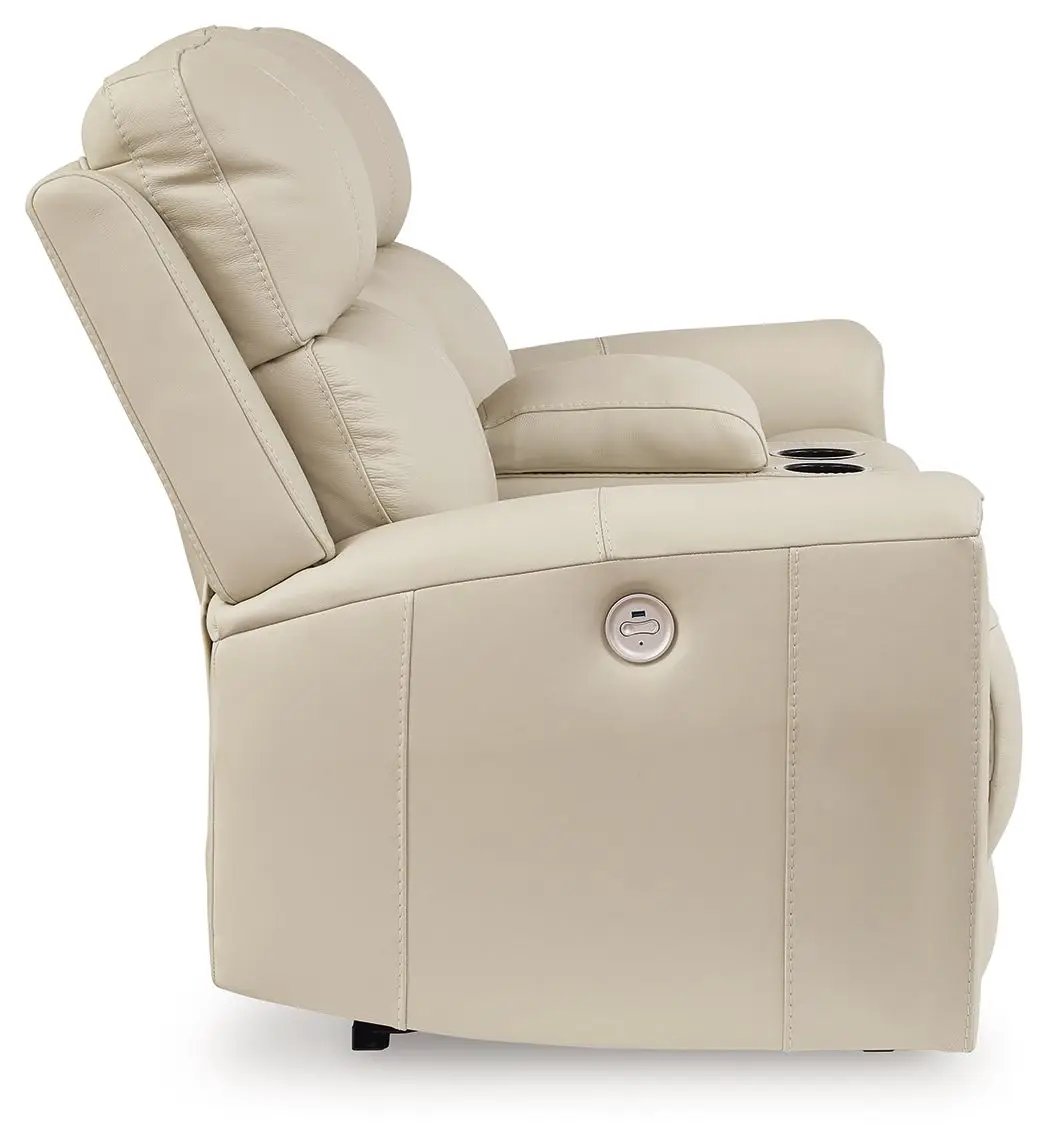 Dahlmoore - Dbl Power Reclining Loveseat With Console - Almond by Unique Piece Furniture
