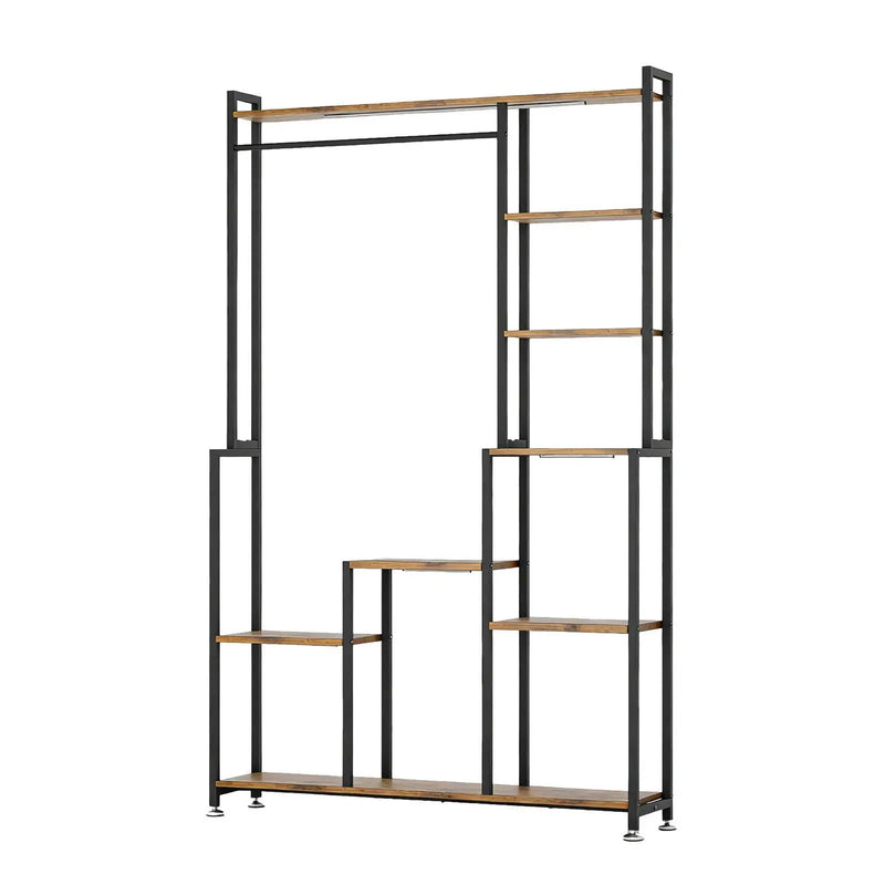 Large Plant Stand Indoor With Grow Light, Tall Plant Shelf, 8 Tiered Heavy Duty Metal Plant Stand, Square Flower Stand Display Rack For Living Room - Walnut / Black by Unique Piece Furniture