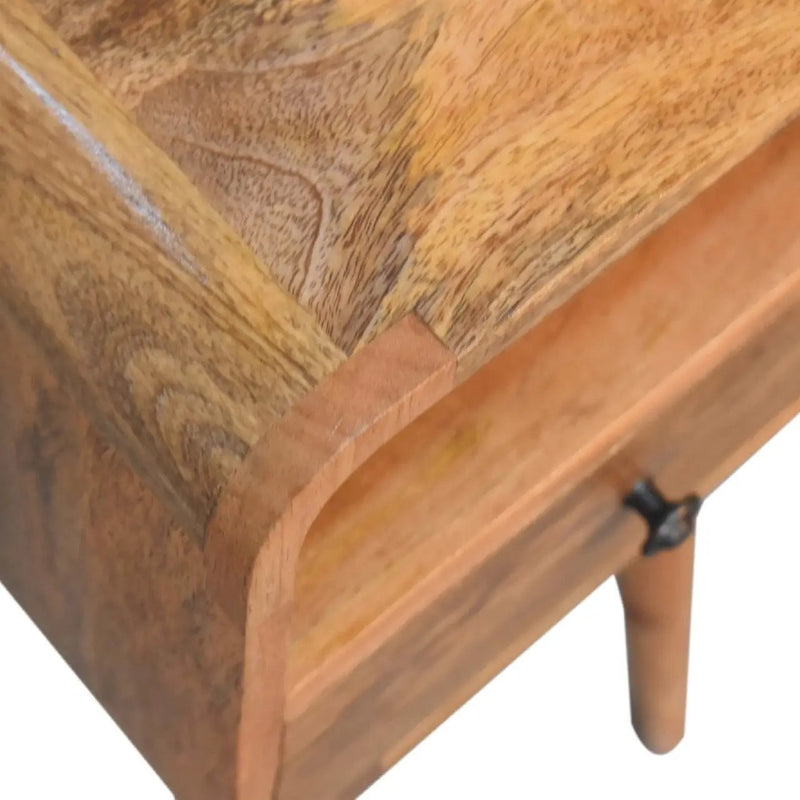 Solid Wood Mini Oak-ish Curve Nightstand, 1-Drawer, 1 Open-Slot by HouseOfZazla