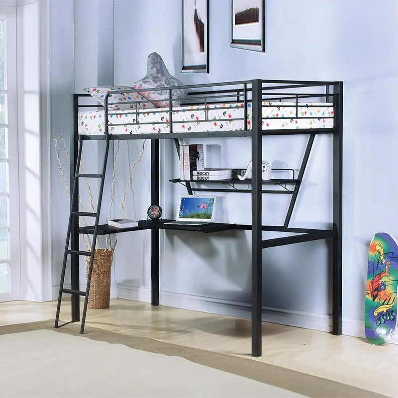 Senon - Twin Loft Bed With Desk - Silver & Black by Unique Piece Furniture