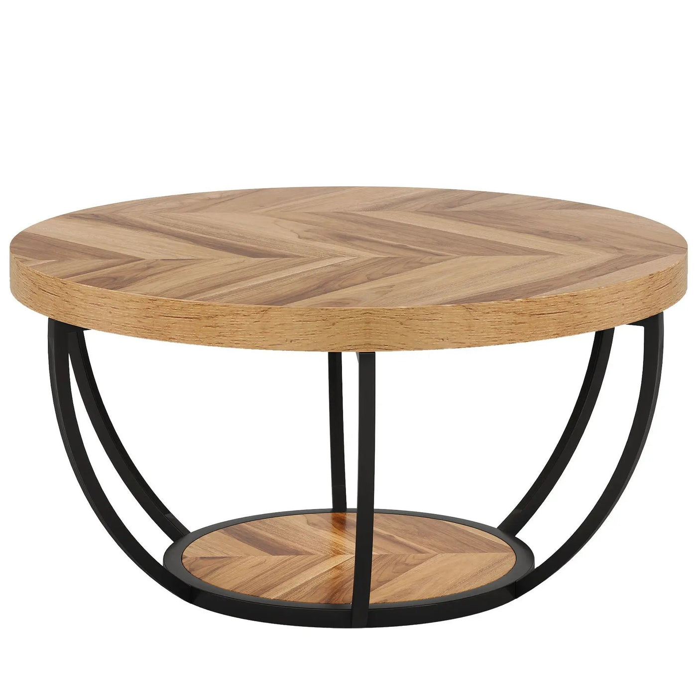 2 Tier Circle Coffee Table With Storage Shelves by HouseOfZazla