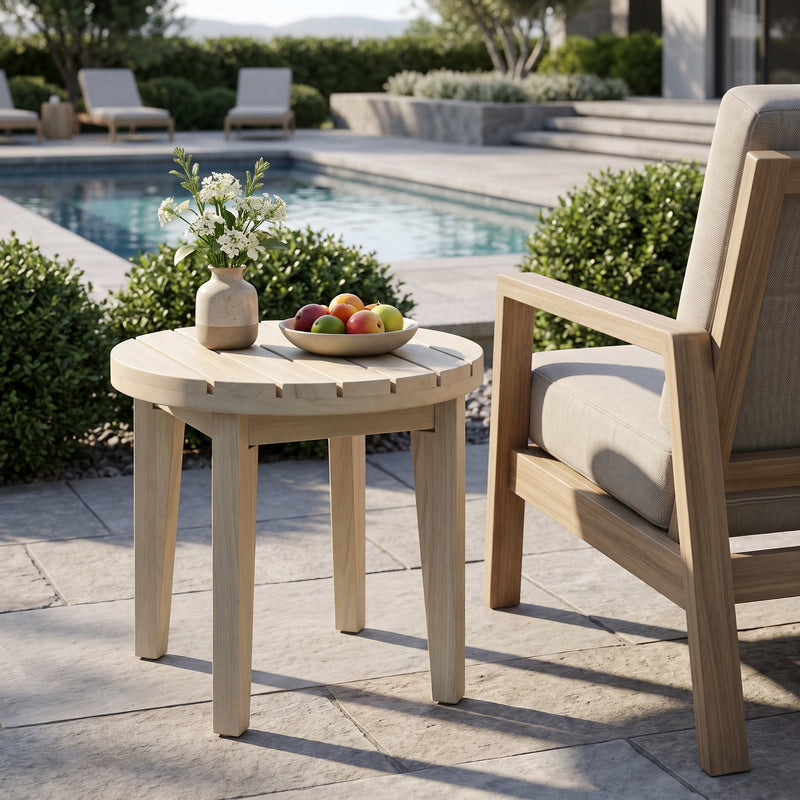 16" Square Acacia Wood Outdoor Side Table with Weather-Resistant Finish