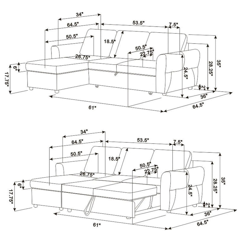 Kenna- Sleeper Sectional Sofa With Storage Ottoman by HouseOfZazla