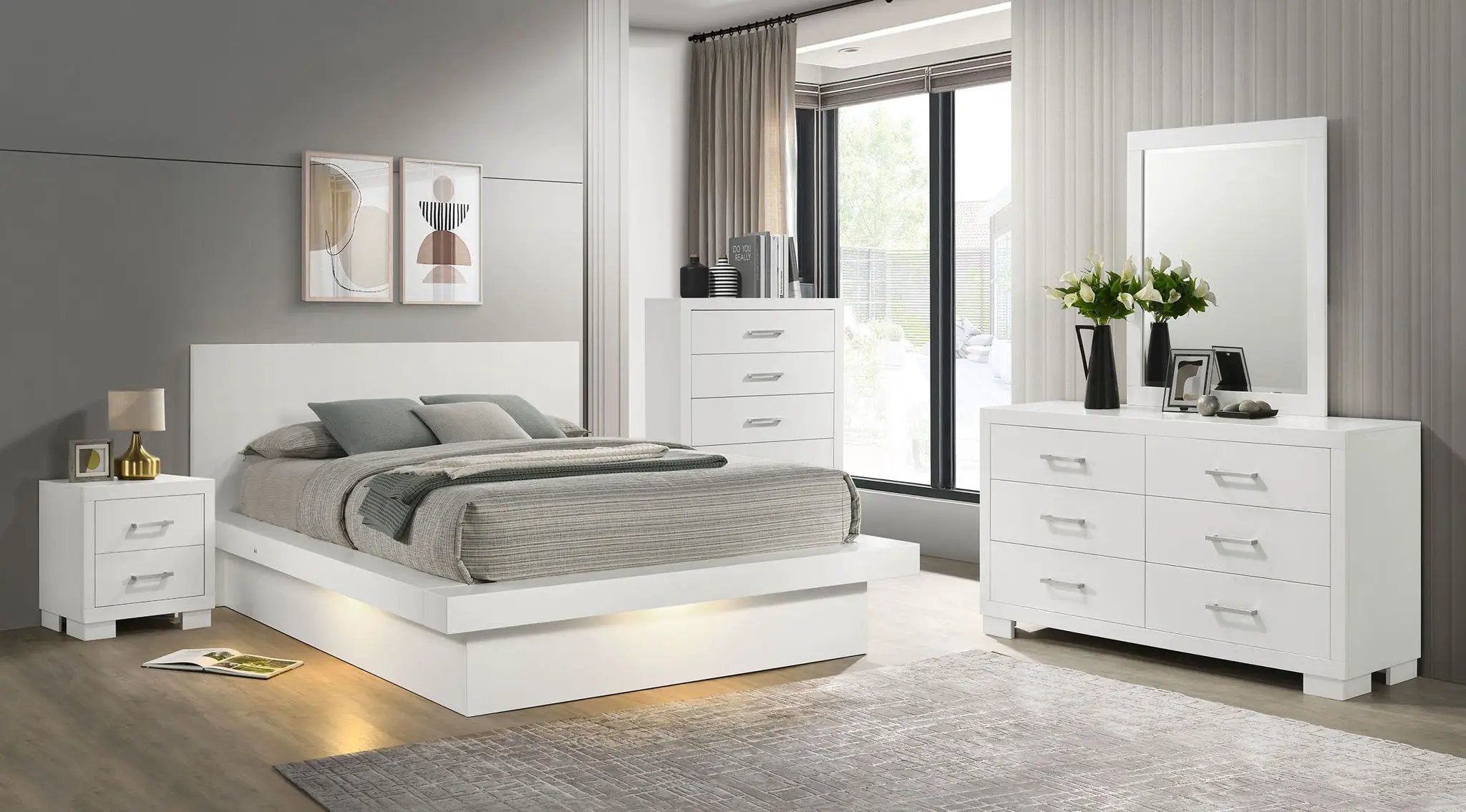 Jessica 5-piece Queen LED Bedroom Set Snow White by Unique Piece Furniture