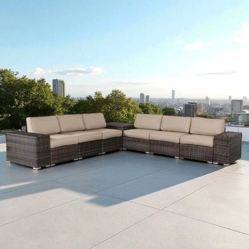 Elegant Outdoor Rattan Wicker 6 Person Seating Group With Cushions by Unique Piece Furniture