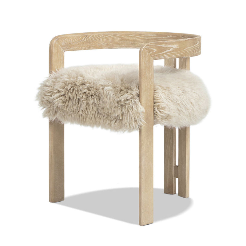 Low Back Dining Chair with Genuine Sheepskin Upholstery - Natural Blonde, photo 6 of 8