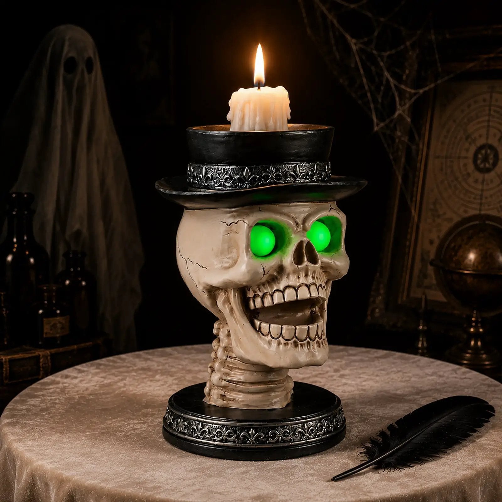 Halloween Skull Candle Holder with Glowing LED by HouseOfZazla