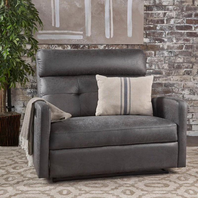 Alma - Contemporary Upholstered Loveseat Recliner - Slate by HouseOfZazla