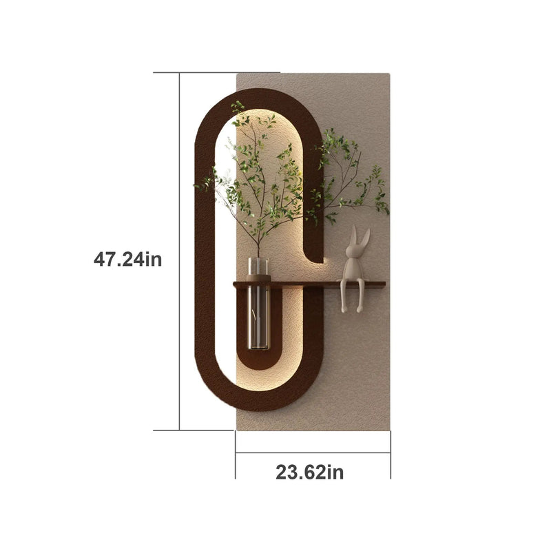 Adjustable LED Sandstone Wall Decor With Simulated Plants 3D Art Sculpture, Glass Vase & Rabbit Statue, Remote Control - Light Coffee by HouseOfZazla
