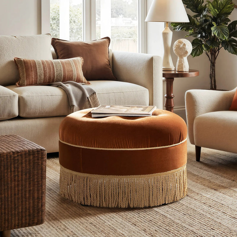 Yolanda 24" Round Upholstered Accent Ottoman by HouseOfZazla