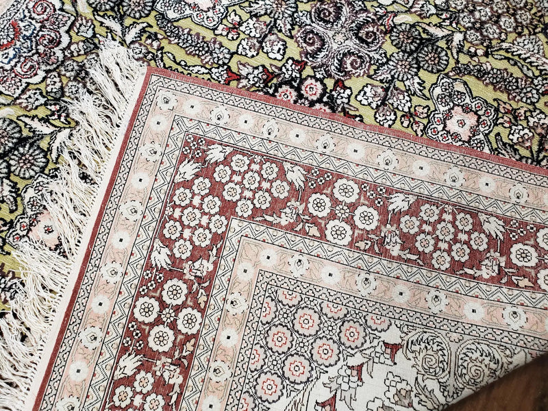 5x8 Indian Kashmiri Silk Rug with Gold Threads by Jewel Rugs