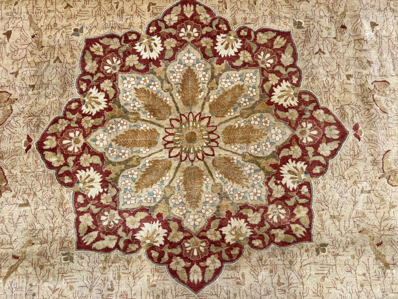 Palace Size Pak Persian Rug 13x17, Haji Jalili Design, Beige and Rust, Wool Hand Knotted, Fine 260 KPSI by Jewel Rugs