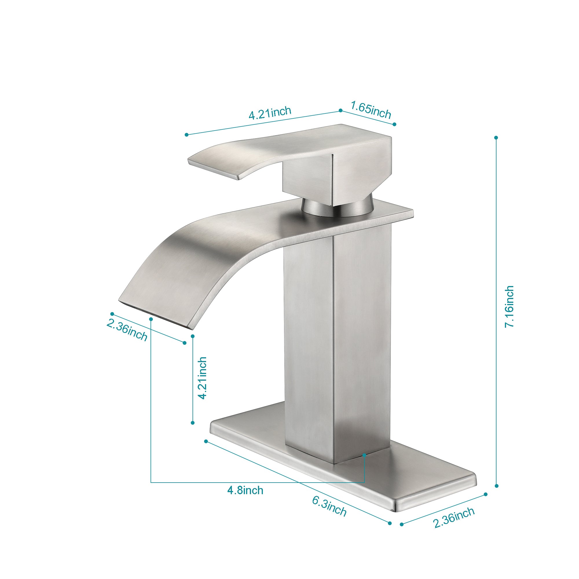 Waterfall Spout Bathroom Faucet, Single Handle Vanity Sink Faucet by HouseOfZazla