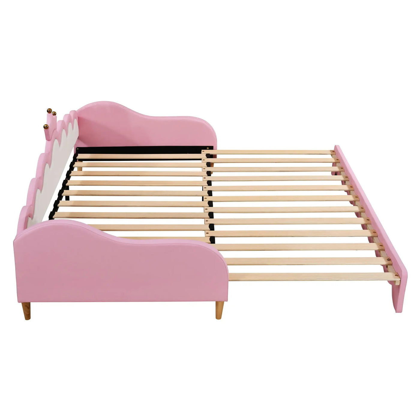 Extending Daybed With LED Lights, Modern Upholstered Princess Daybed With Crown Headboard by HouseOfZazla