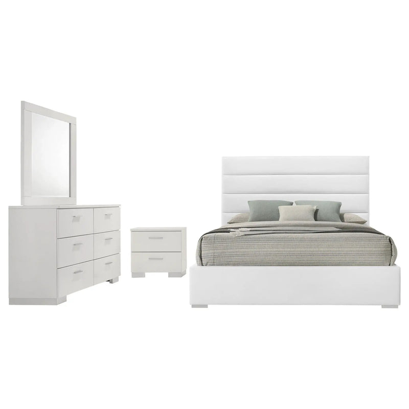 Felicity 4-piece Queen Bedroom Set White High Gloss by Unique Piece Furniture