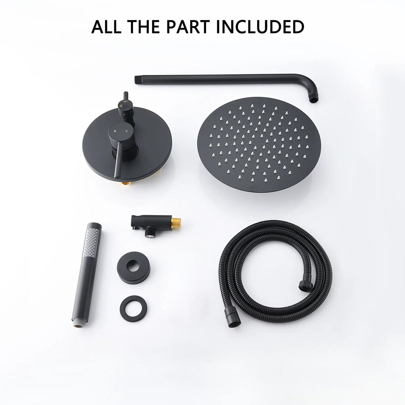 Elegant 10" Round Rain Shower Head And Handheld Set With Adjustable Tilt And Dual Modes by HouseOfZazla