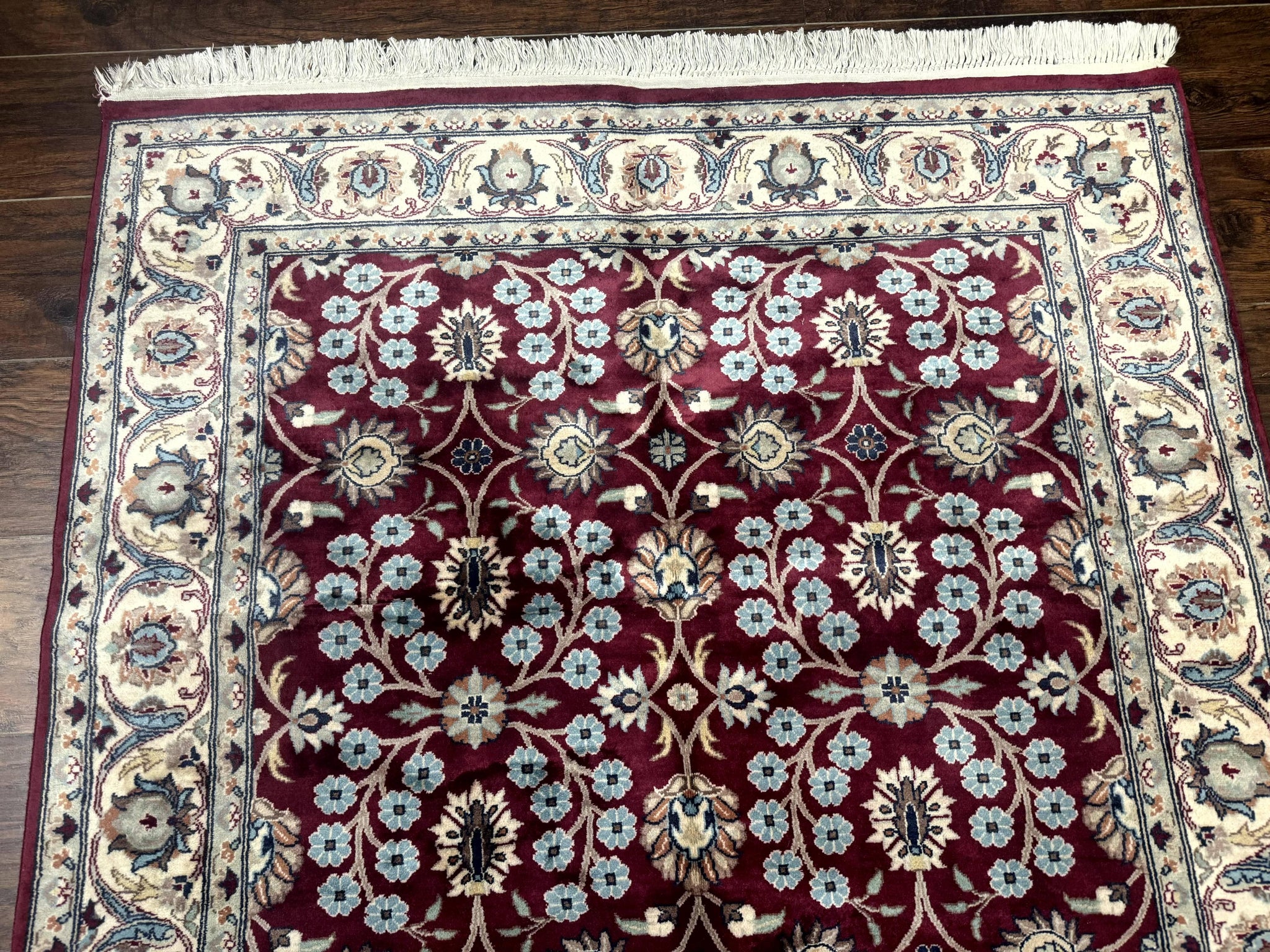 Pak Persian Rug 4x6, Floral Allover, Vintage Wool Carpet, Plum and Ivory by Jewel Rugs