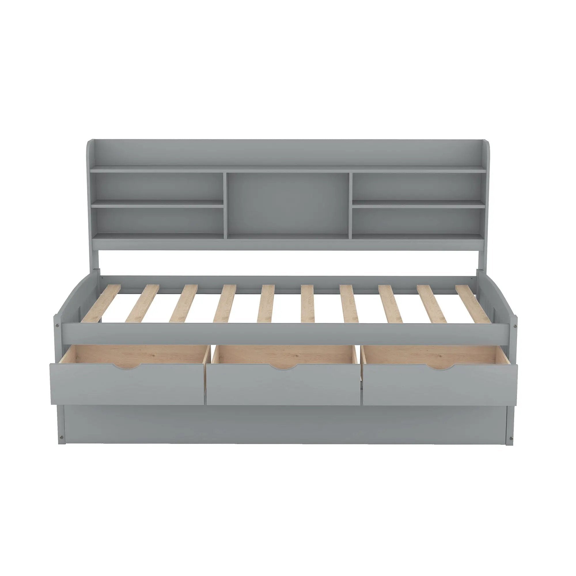 Captain Bed With Built In Bookshelves, 3 Storage Drawers, And Trundle by Unique Piece Furniture
