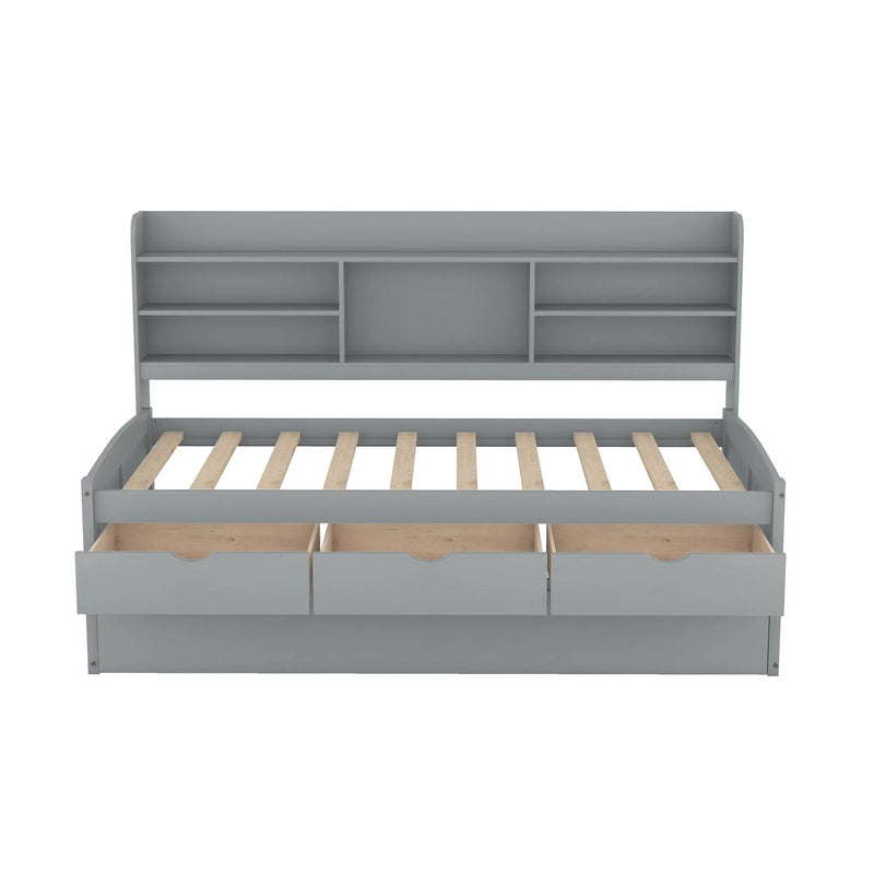 Captain Bed With Built In Bookshelves, 3 Storage Drawers, And Trundle by HouseOfZazla