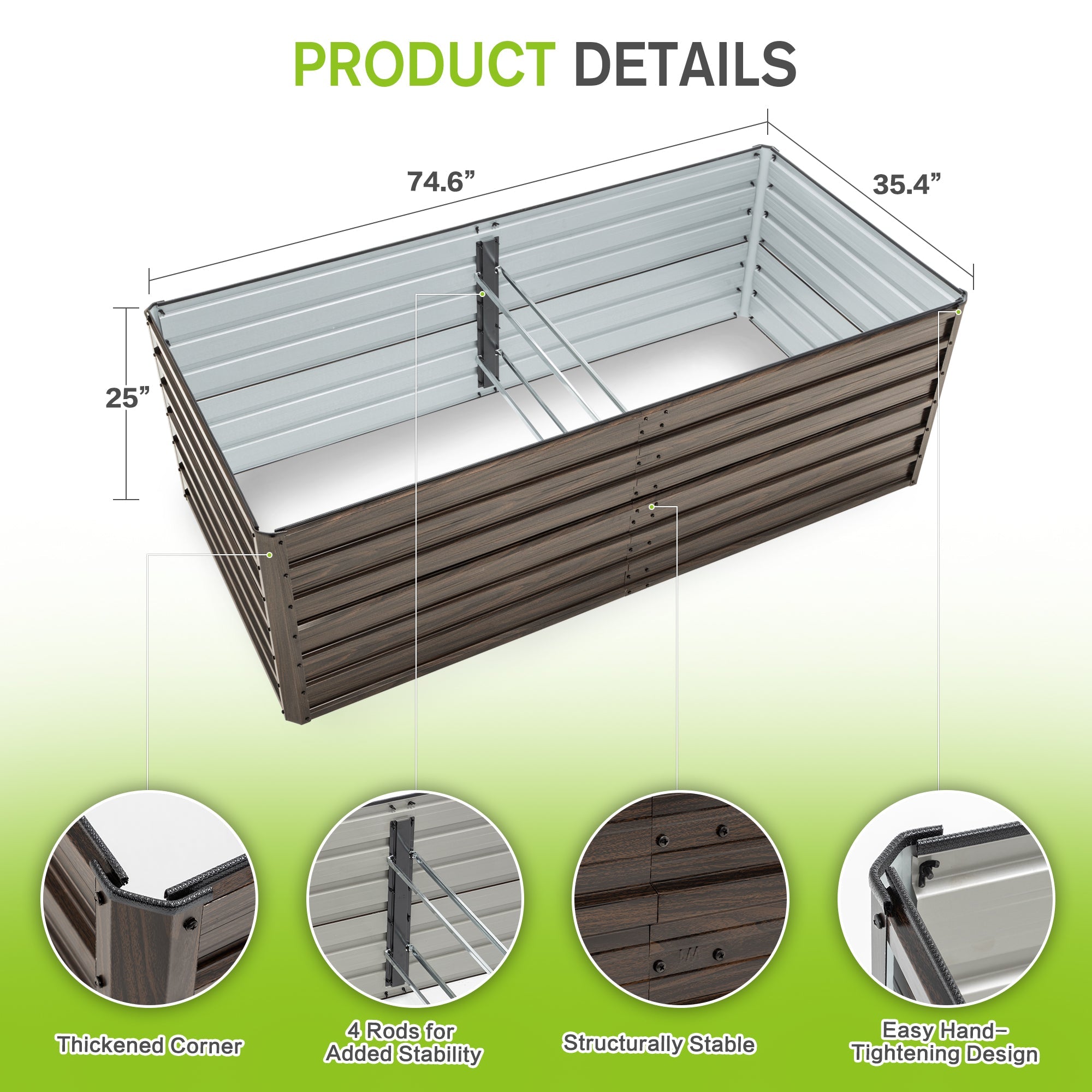 74.6"x35.4"x25" Raised Garden Bed Kit by HouseOfZazla