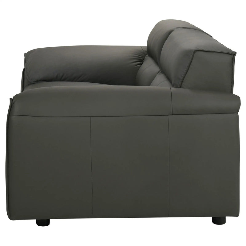Buxton Top Grain Leather Upholstered Loveseat Graphite by Unique Piece Furniture
