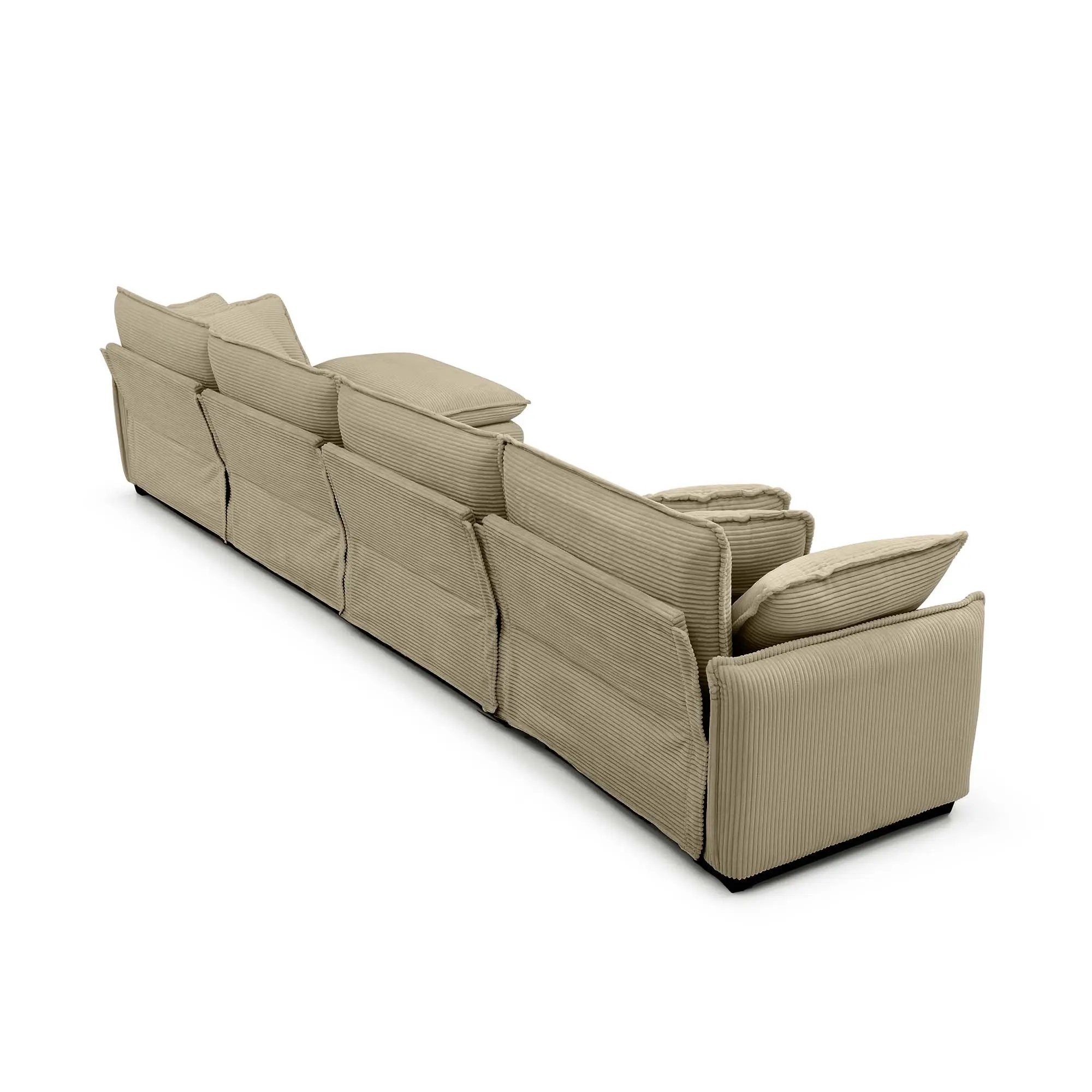 Modern Corduroy Upholstered 4-Seater Sofa with Footstool by HouseOfZazla
