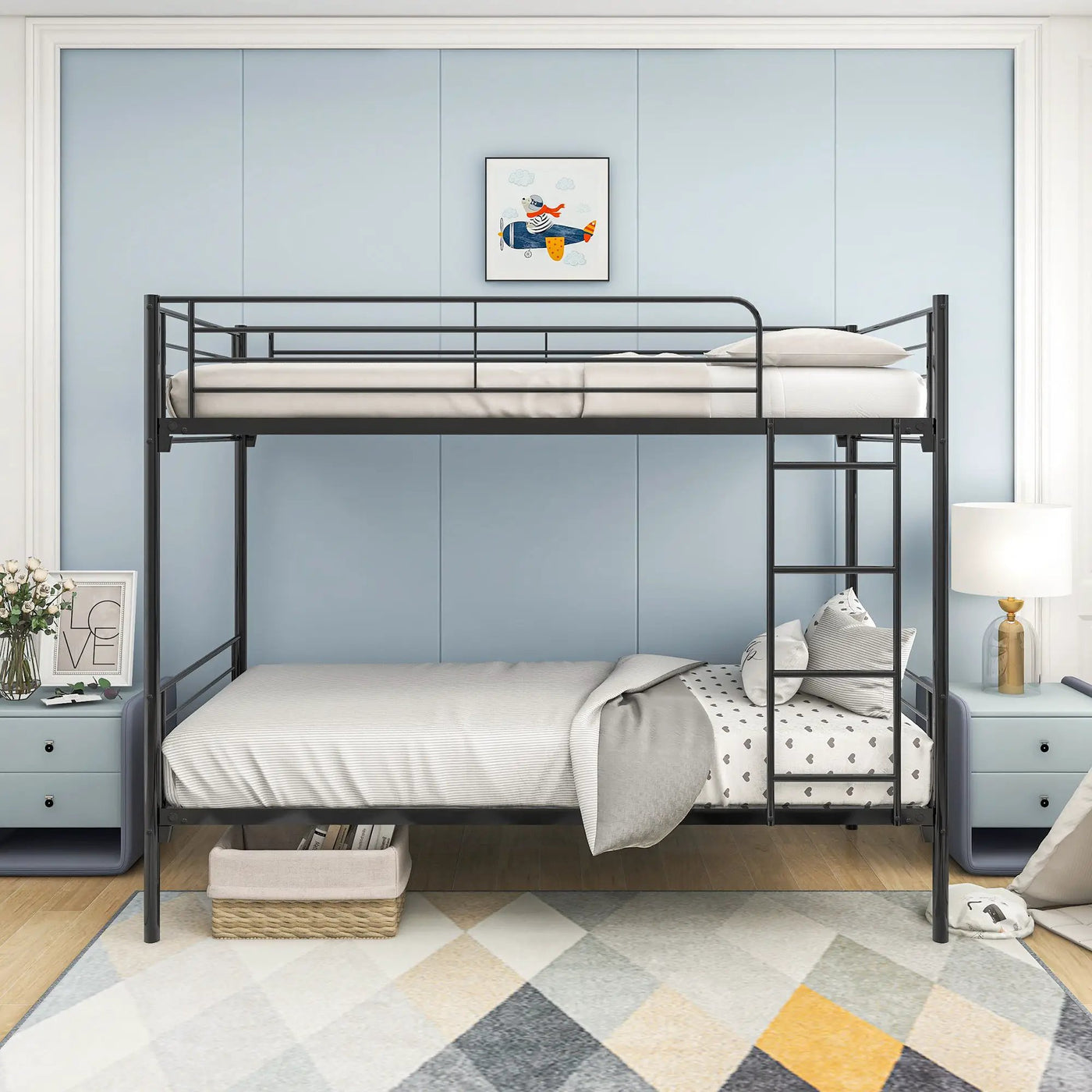 Space Saving Bunk Bed With Metal Frame And Ladder by HouseOfZazla
