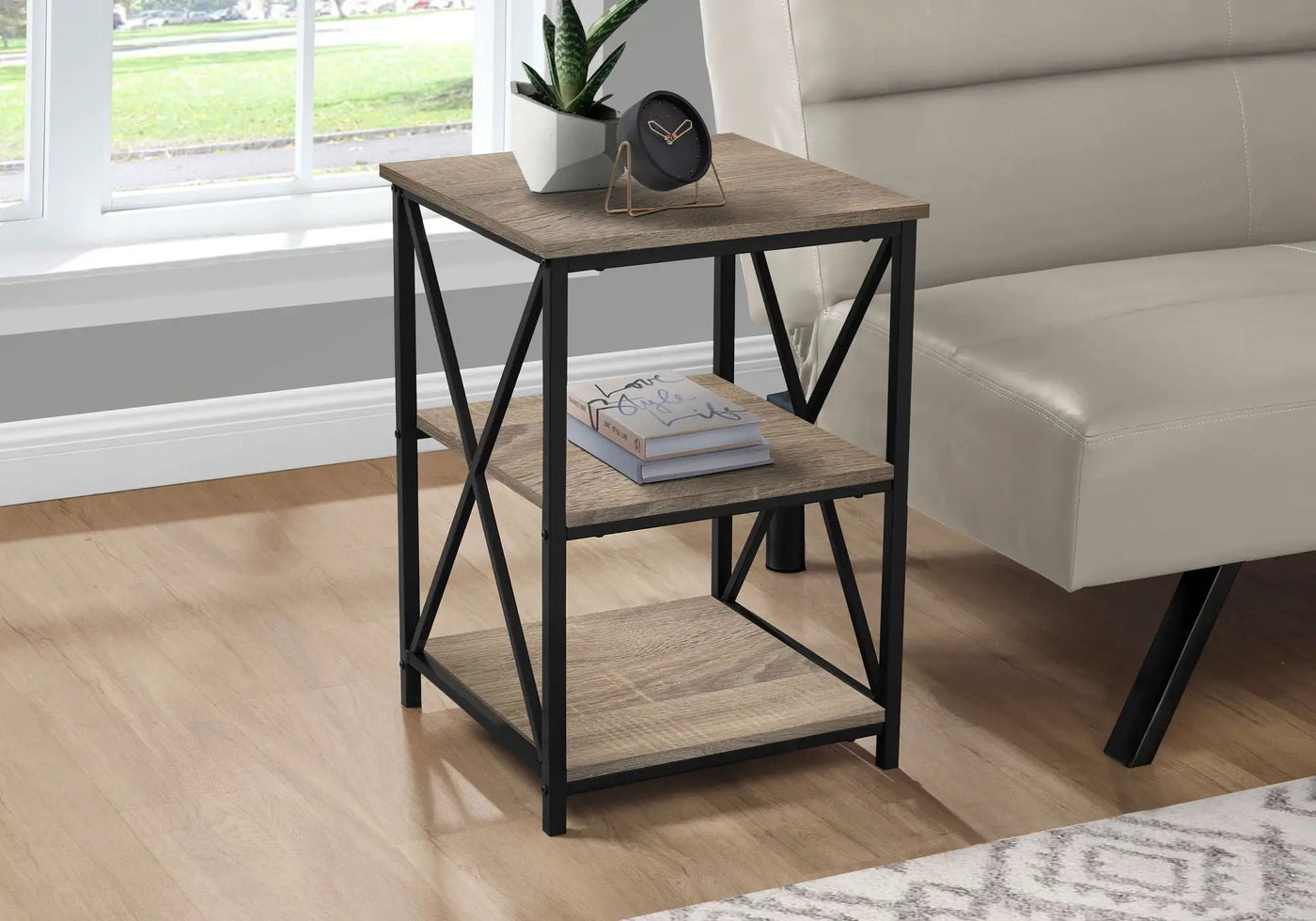 3 Tier Accent Table, Side Marble Look Contemporary & Modern by Unique Piece Furniture