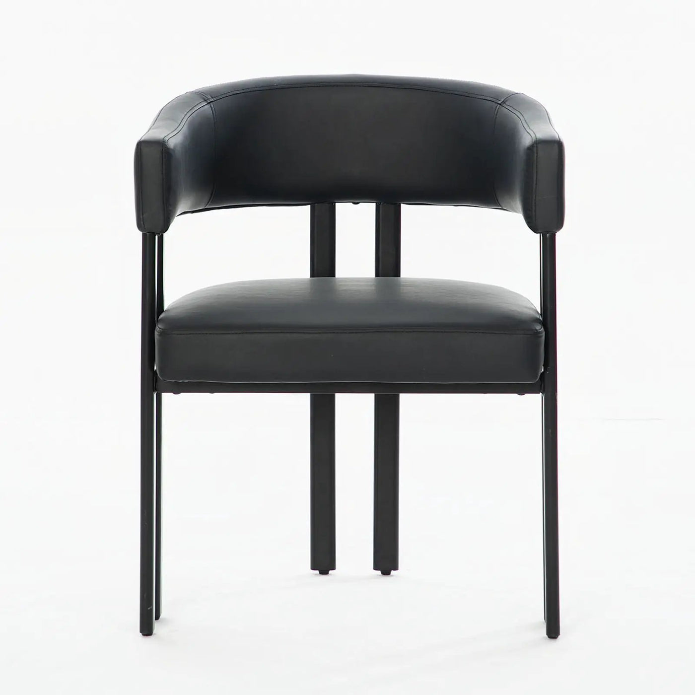 Modern Dining Upholstered Barrel Chair With Curved Back And Armrests by HouseOfZazla