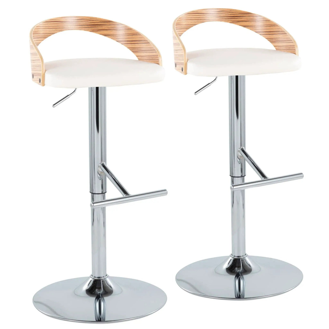 Grotto - Contemporary Adjustable Height Barstool With Swivel With Straight T Footrest (Set of 2) by HouseOfZazla