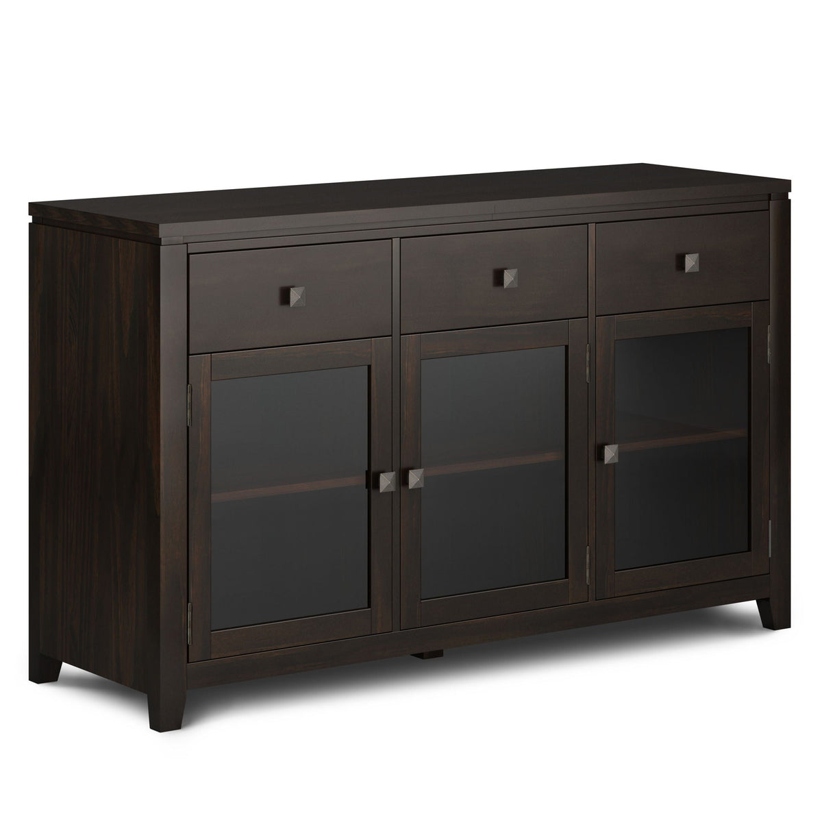 Handcrafted Sideboard Buffet with Glass Doors – Dark Brown, Light Brown, White