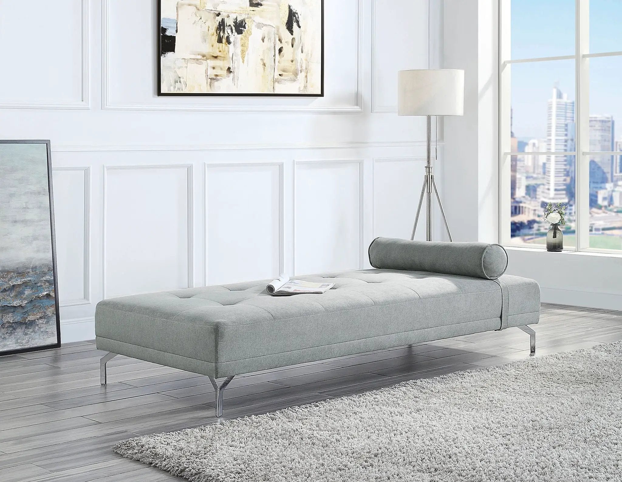 Quenti - Sofa Bed With Pillow - Gray Melange Velvet by Unique Piece Furniture