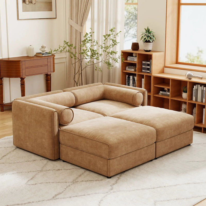 Contemporary Elegant Sofa With Storage And Ottoman by Unique Piece Furniture