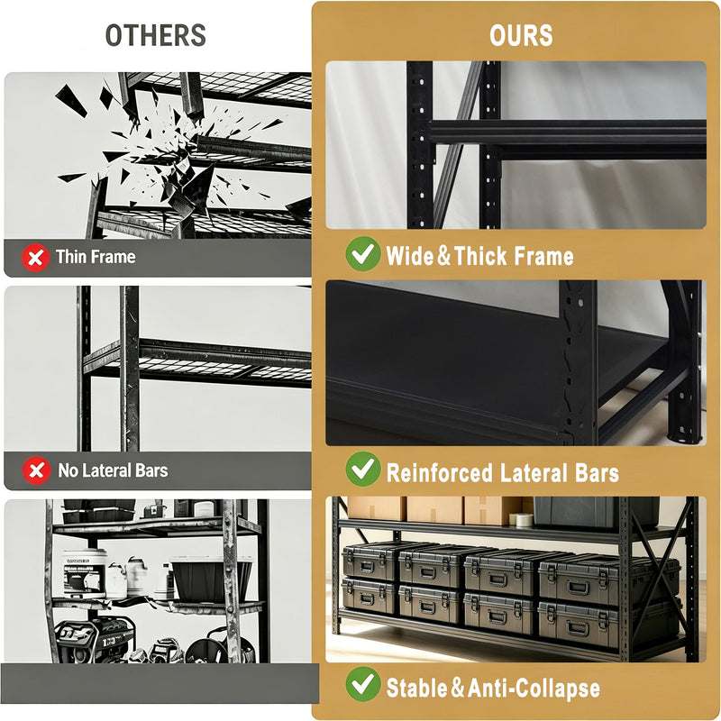 Metal Storage Shelving Unit, 4-Tier 6000LBS Adjustable Garage Shelving Rack, 47.24" W x 19.69" D x 71.65" H, Steel Storage Shelf Organizer for Garage, Workshop, Basement, Pantry, photo 5 of 10