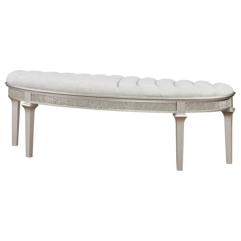 Evangeline Curved Fabric Upholstered Bench Silver Oak by Unique Piece Furniture
