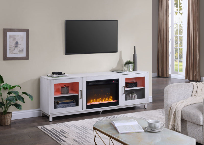 Summit - TV Stand Console With Fireplace - White Walnut Finish, photo 7 of 7