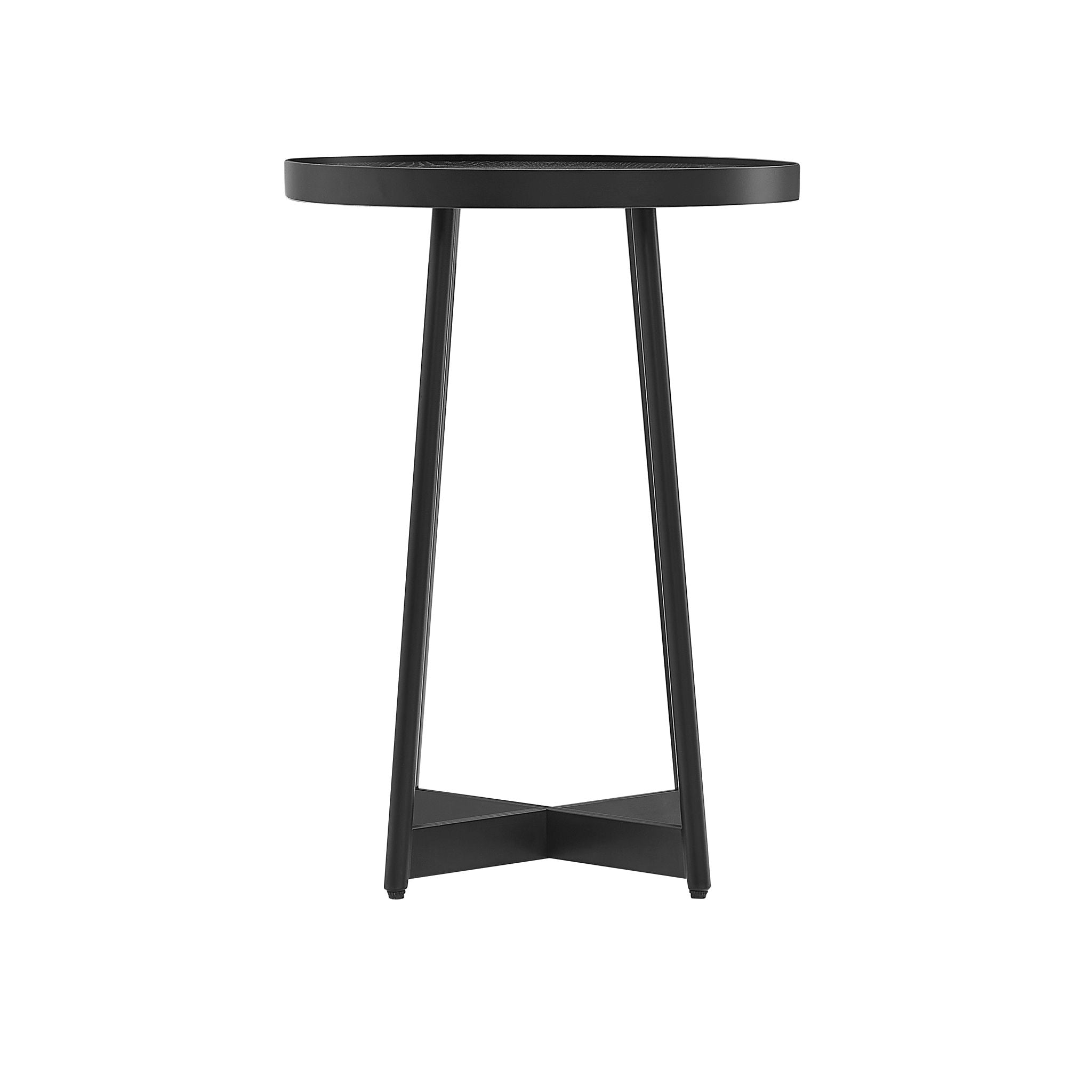 Ranlo - Round Accent Table With Geometric Legs - Black by HouseOfZazla